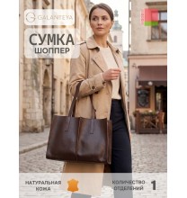 42724 26с1470к45 ШОКОЛАД сумка женская (шопер), нат.кожа