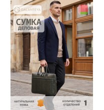 46321 25с1856к45 ОЛИВКОВЫЙ Т. сумка деловая (тоут), нат.кожа